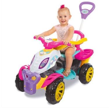 Imagem de Carrinho De Passeio Infantil Quadriciclo Infantil Menina Colorido Com Haste Guia Com Adesivo Plástico Passeio Pedal Veículo Brinquedo Criança Com Empurrador Apoiador Carrinho PROPIUS