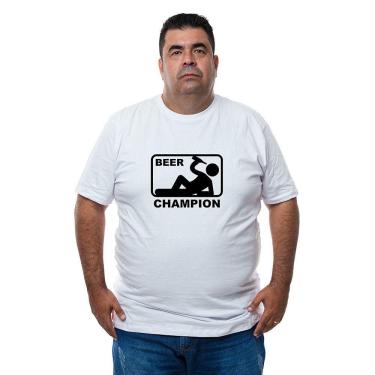 Imagem de Camiseta Masculina Plus Size Manga Curta Algodao Super Macia Com Abridor De Garrafa Integrado