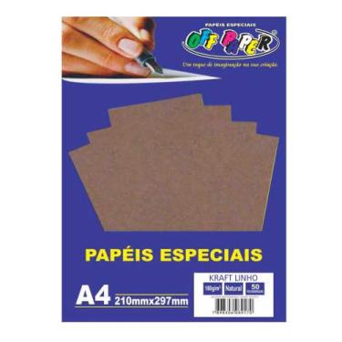 Imagem de Papel A4 Kraft Linho 180G 50Fls Off Paper - Off Paper Industria