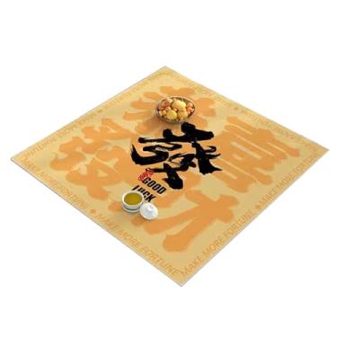 Imagem de Mahjong mat Tapete de mahjong de tecido misturado, tapete de mesa de mahjong antiderrapante e resistente ao desgaste, adequado para dominós de pôquer de mahjong (Color : Style 1, Size : 90x90cm)