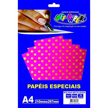 Imagem de Papel Bolinha Metalizada, Off Paper, 10489, Rosa Claro