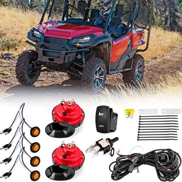 Imagem de WeiSen UTV 2 buzinas e 4 luzes de seta LED com interruptor e chicote de fiação à prova d'água, kit legal universal compatível com Polaris RZR Ranger Can Am Maverick X3 Honda Yamaha Arctic Cat
