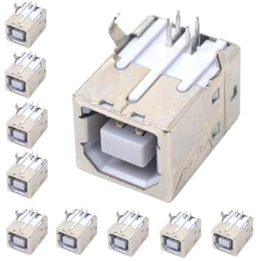 Imagem de Ganasome 10 peças conector USB fêmea tipo-B 4 pinos 90 graus PCB conector soquete DIP para reparo