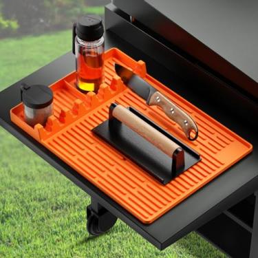 Imagem de visnfa Tapete de silicone para grelhar Blackstone, tapete de espátula resistente ao calor, descanso de ferramentas para churrasco, almofada de silicone para churrasco, acessórios de chapa de pedra