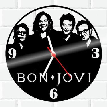 Imagem de Relógio Parede Vinil LP ou MDF Bon Jovi Rock 3