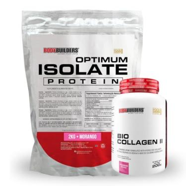 Imagem de Kit Optimum Isolate Protein 2kg + Bio Collagen 200g Sabor Morango - Bodybuilders (Grande, Morango)
