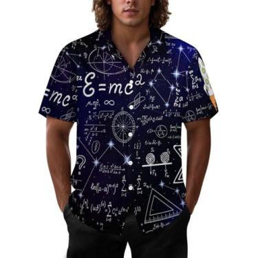 Imagem de Joyidec Camisa masculina havaiana casual de botão manga curta tropical férias férias Aloha camisa masculina divertida, Formulas Rockets Star, G