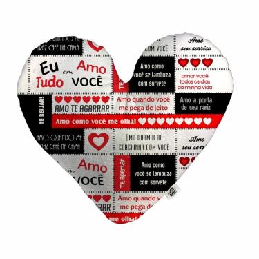 Imagem de Almofada Coração Pelúcia Eu Amo Tudo em Você Namorados Tamanho:M