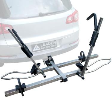 Imagem de Leader Accessories Suporte de bicicleta para engate, carregue 2 bicicletas de até 34 kg cada para bicicletas padrão, pneus gordos e elétricas – Rack dobrável para bicicleta elétrica para carro,