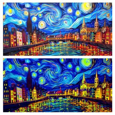 Imagem de Dtekoj Fundo de aquário com luz negra Vincent Van Gogh 91 cm x 45 cm, fundo de aquário de peixes UV, pintura a óleo, terrário, fundo com fita dupla face de 10 EVA