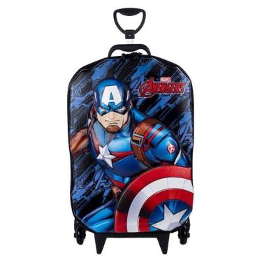 Imagem de Mochila de Rodinhas 3D Cap. América Avengers Maxtoy Azul-Masculino