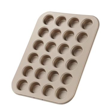 Imagem de FORBAKE Non-Stick Mini Muffin & Cupcake Pan - Golden 24-Cavity Carbon Steel Pan for Bite-sized Delights - Easy Release & Even Baking - Bake Like a Pro1