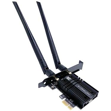 Imagem de SYONCON Placa WiFi 6E AXE5400 PCIe WiFi Intel AX210 Chipset com adaptador Bluetooth 5.3 Tri-Band 2.4G/5G/6GHz 5374Mbps PCI Express placa de rede sem fio para PC desktop Windows 10/11 (preto)