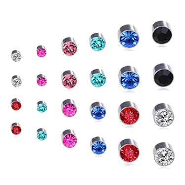 Imagem de Spiritlele Conjunto de 12 pares de brincos com clipe magnético para rosto de flor de leopardo e cristal, sem piercing