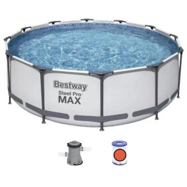 Imagem de Piscina Bestway 10220 Litros Cinza Steel Pro Max Com Bomba Filtro 220V