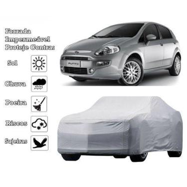 Imagem de Capa Cobrir Carro Fiat Punto Forrada e 100% Impermeável Protege Sol e 