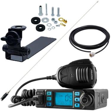 Imagem de Rádio Móvel Px 80 Canais Antena Inox 1,40 metros Cabo 5,5m Suporte Car