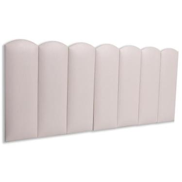 Imagem de Cabeceira Casal Estofada de Colar na Parede Kit 7 Placas Modelo Nuvem 