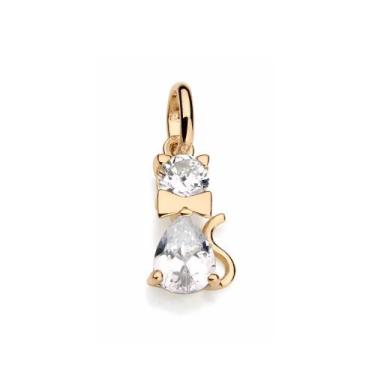 Imagem de Pingente banhado ouro 3x 24k 18k e 22k  feminino gato zircônia rommane