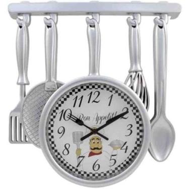 Imagem de Relógio de Parede Cozinha Talheres Utensílios Silencioso - Carisma - I