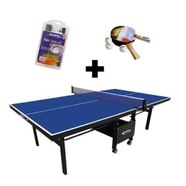 Imagem de MESA DE PING PONG MDF 18mm 1084 KLOPF C/ RODAS + Kit Raquetes e Bolinh