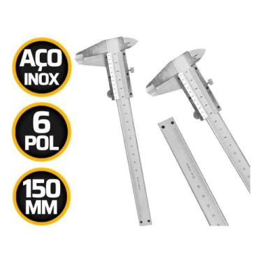 Imagem de Paquimetro Manual Universal Analogico 150mm Aço Inox com Estojo de Tra