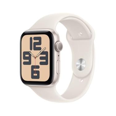 Imagem de Apple Watch SE GPS • Caixa estelar de alumínio – 44 mm • Pulseira esportiva estelar – P/M