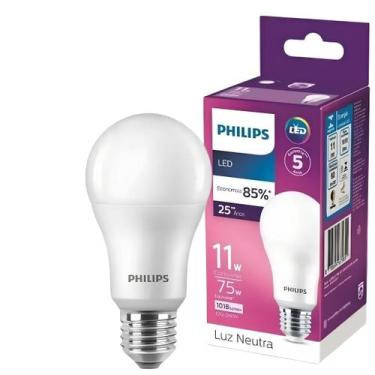 Imagem de Kit 10 Lampada Led Bulbo 11W 1018Lm 180 Bivolt E27 Philips, 127/220V, 