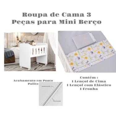 Imagem de Kit Jogo Roupa de Cama para Mini Berço Bebê 3 peças Coleção Safari. - 