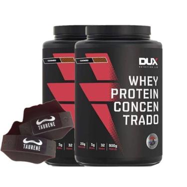 Imagem de Combo 2x Whey Concentrado 900g Cookies + Luva Taurene - Dux - Dux Nutr