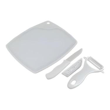 Imagem de Kit Culinário Tábua Faca Cerâmica Descascador Legumes 3 pcs - Western,