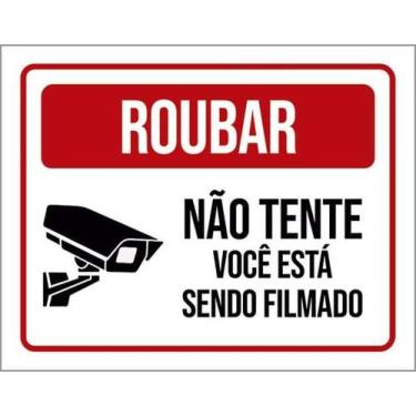 Imagem de Kit 5 Placas Roubar Não Tente Você Filmado 36X46 - Sinalizo