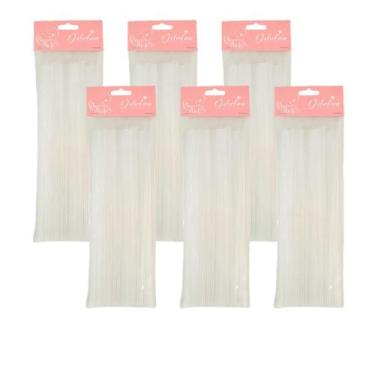 Imagem de Kit 300 Palito 28 cm Transparente Pirulito Topo Bolo Petisco - LSC Toy