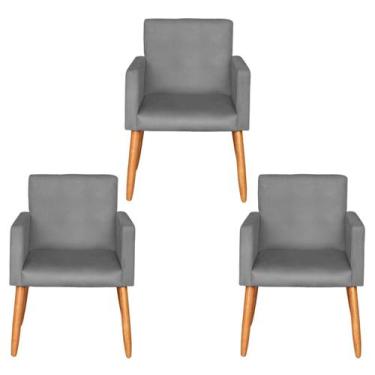 Imagem de Kit 3 Poltronas Decorativa para Recepção Sala de Estar Sala de Espera 