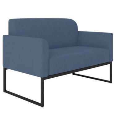 Imagem de Poltrona Namoradeira 2 Lugares Base Industrial Preta Maressa S04 Suede