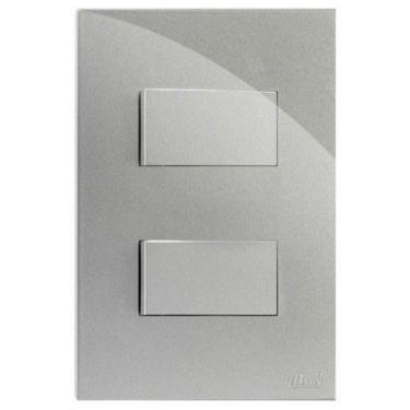 Imagem de Cj interruptor simples + paralelo 4x2 recta prata gloss - brg11032-9pt