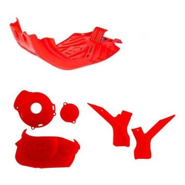 Imagem de Kit Protetores Crf230f Motor / Quadro / Tampas Laterais Amx, Vermelho