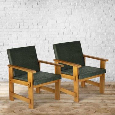 Imagem de Conjunto Kit 2 Poltronas Cadeiras Madeira Treliça Sala Decorativa Vara