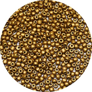 Imagem de Bala&Fillic Grânulos de semente de 4 mm em cor dourada fosca cerca de 1200 peças/100 gramas no saco, 6/0 contas de vidro para artesanato para fazer pulseira e colar (dourado fosco)