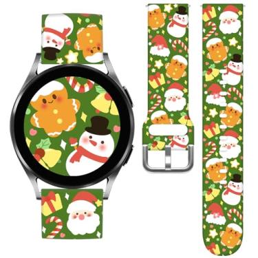 Imagem de Vieeki Pulseira de relógio masculina Green Christmas Gingerbread Man compatível com Samsung Galaxy Watch 7/6/5/4/ 5 Pro (45 mm), 4 Classic (46 mm)/3 (41 mm)/Active 2, pulseira de silicone de