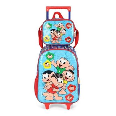 Imagem de kit Mochila Carrinho Luxcel+Lancheira Turma Monica Azul Ic41322mn