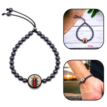 Imagem de Pulseira Jesus Das Santas Chagas Hematita Regulável - Padre Reginaldo 