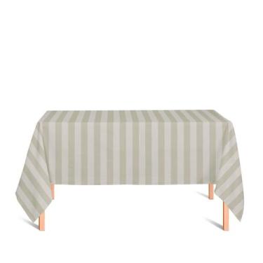 Imagem de Toalha de Mesa Retangular em Tecido Jacquard Bege Champagne Listrado T