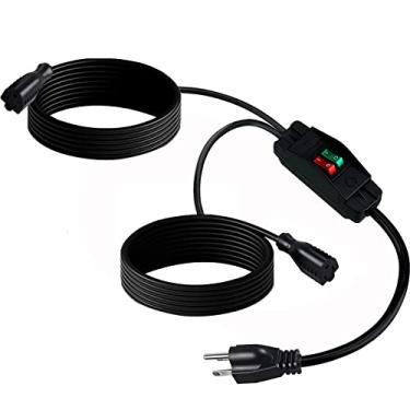 Imagem de Makevivi Cabo de Extensão de 2 Vias com Interruptor Liga/Desliga Divisor de Cabo de Extensão Externo de 3 Pinos, Cabo de Extensão para Serviço Pesado com Sjtw 14Awg 15A/125V e 18Awg 10A/125V(10 Pés, P