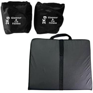 Imagem de Kit Colchonete Dobravel + Tornozeleira Caneleira De Peso 2Kg Par Acade