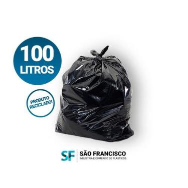 Imagem de Saco de lixo 100L (Reforçado) com 5kg - SF PLASTICOS, Preto