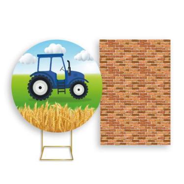 Imagem de Painel De Festa Redondo 1,50x1,50 + Painel Vertical 1,50x2,20 - Fazend