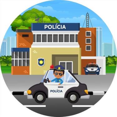 Imagem de Painel De Festa Redondo 1,50x1,50 - Policia Cute Delegacia 012 - Via C