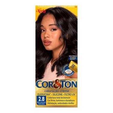 Imagem de Coloração Creme Cor&Ton Niely Cor Preto Azulado Espelhado 2.8 - Cor & 