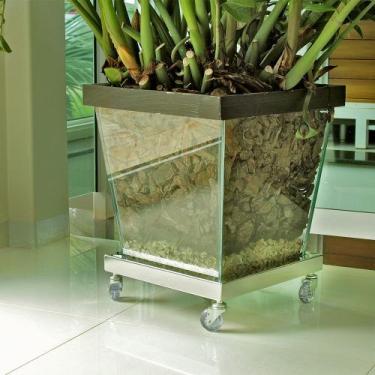 Imagem de Suporte de Vaso ou Cachepot Quadrado 30 cm com Base - Inox - Maxx Diam